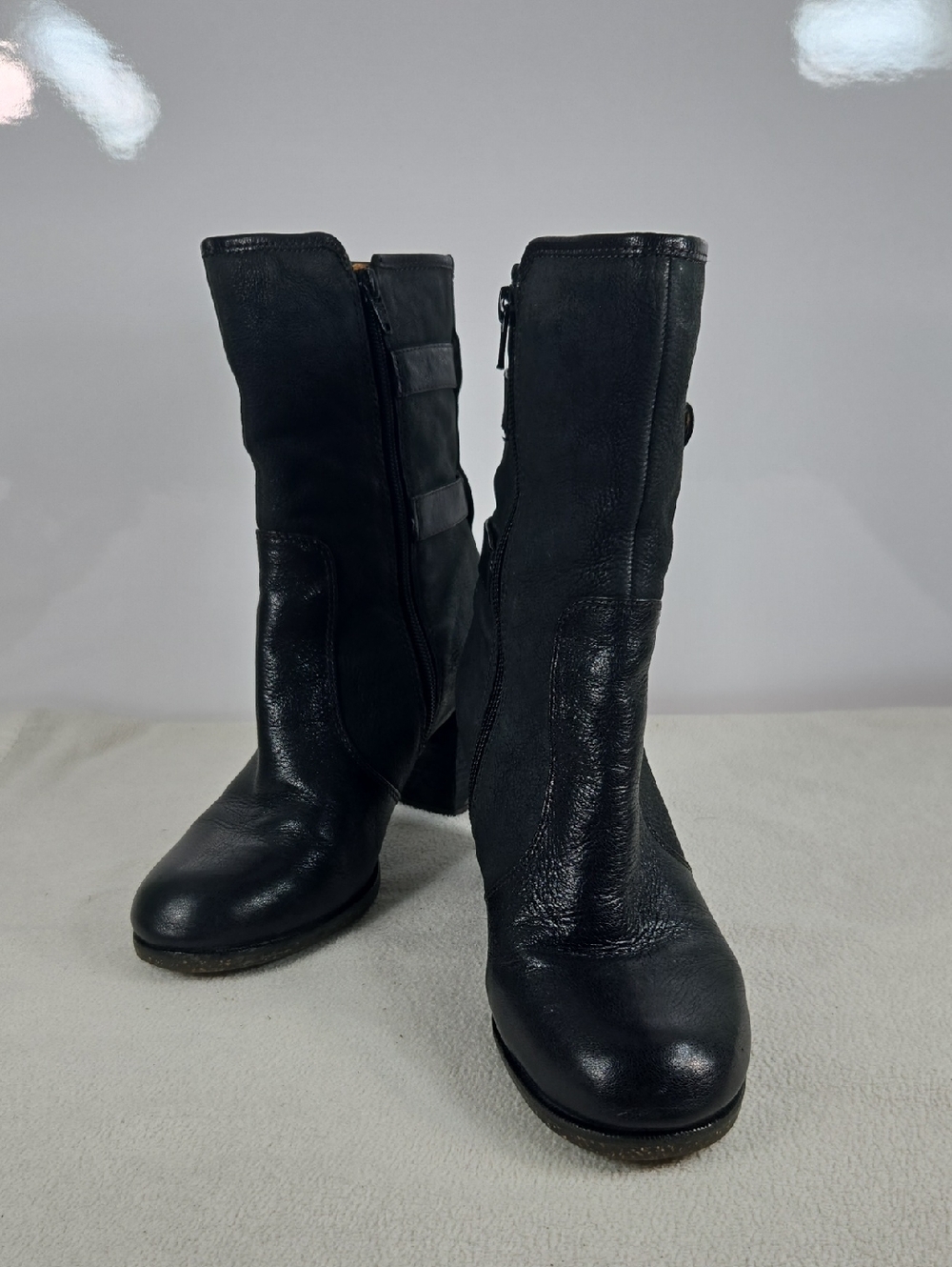 Naya Black Women's Hi Ankle Leather Boots